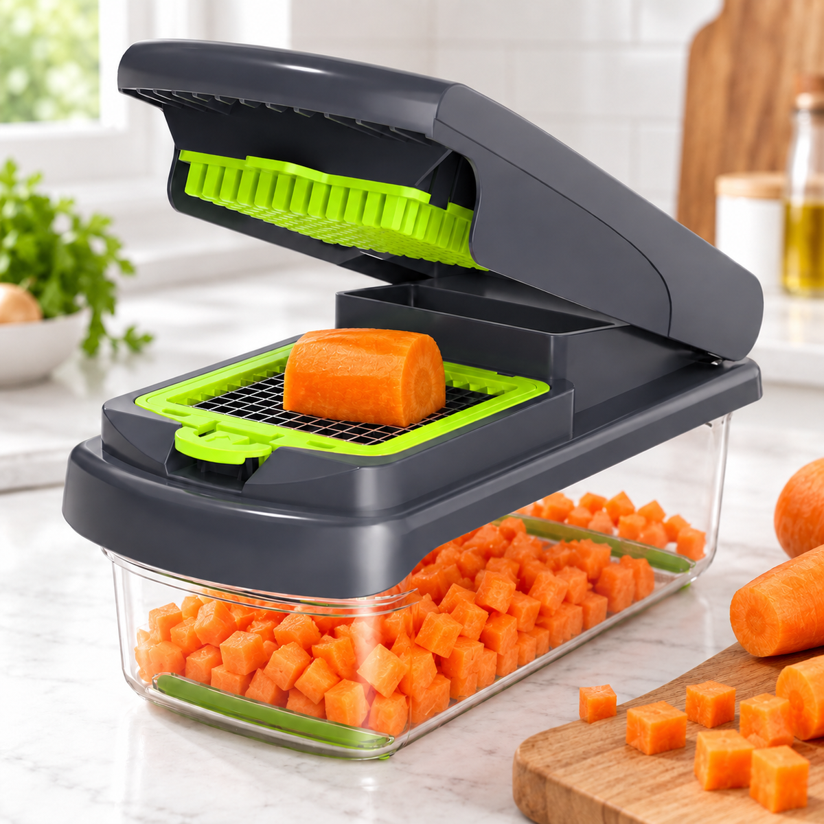 🥗 Food Chopper | Stainless Steel Cutting Grid | Quick Effortless Meal Prep
