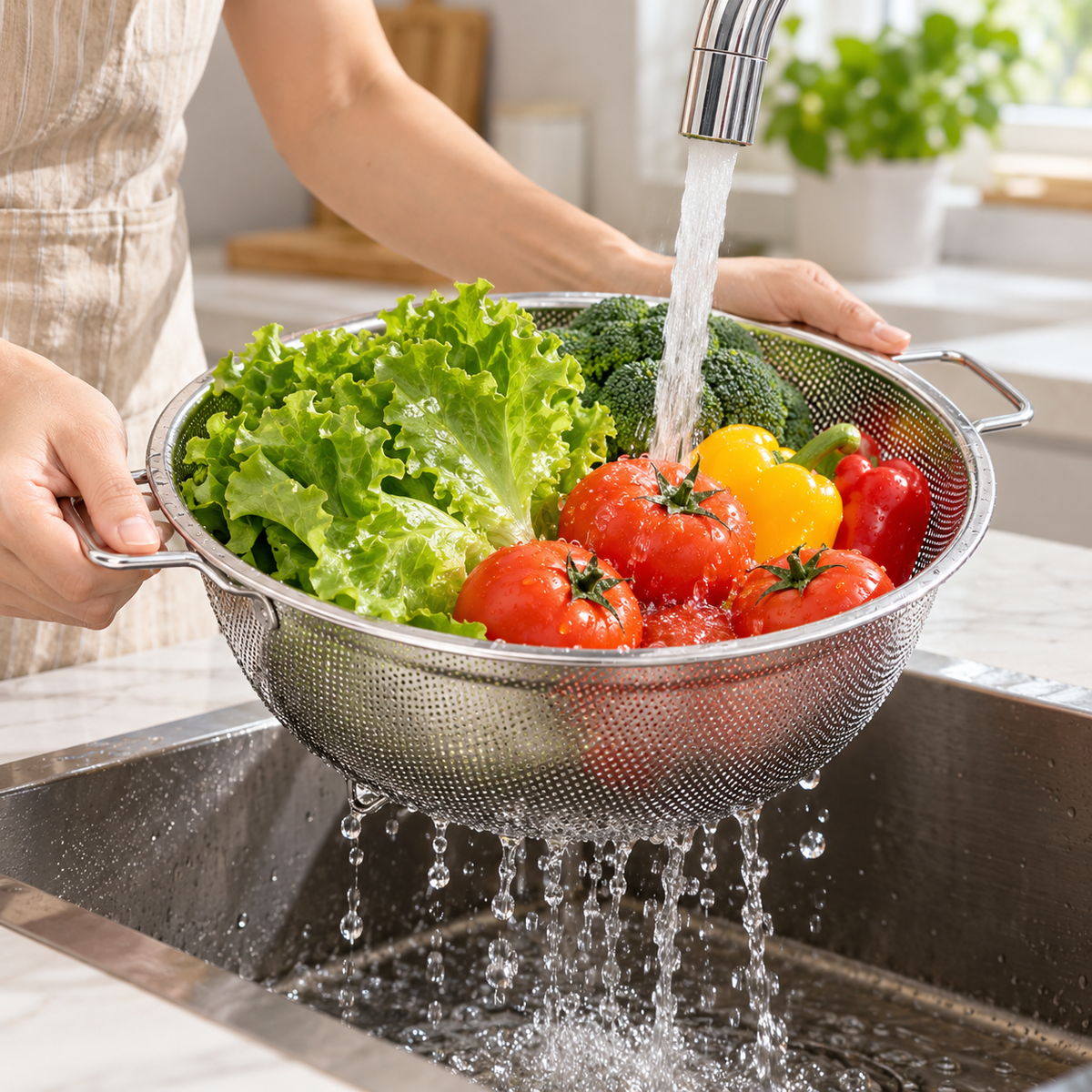 🥗 Stainless Steel Colander | Fine-Mesh Kitchen Strainer | Everyday Food Prep