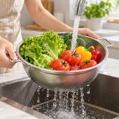 🥗 Stainless Steel Colander | Fine-Mesh Kitchen Strainer | Everyday Food Prep
