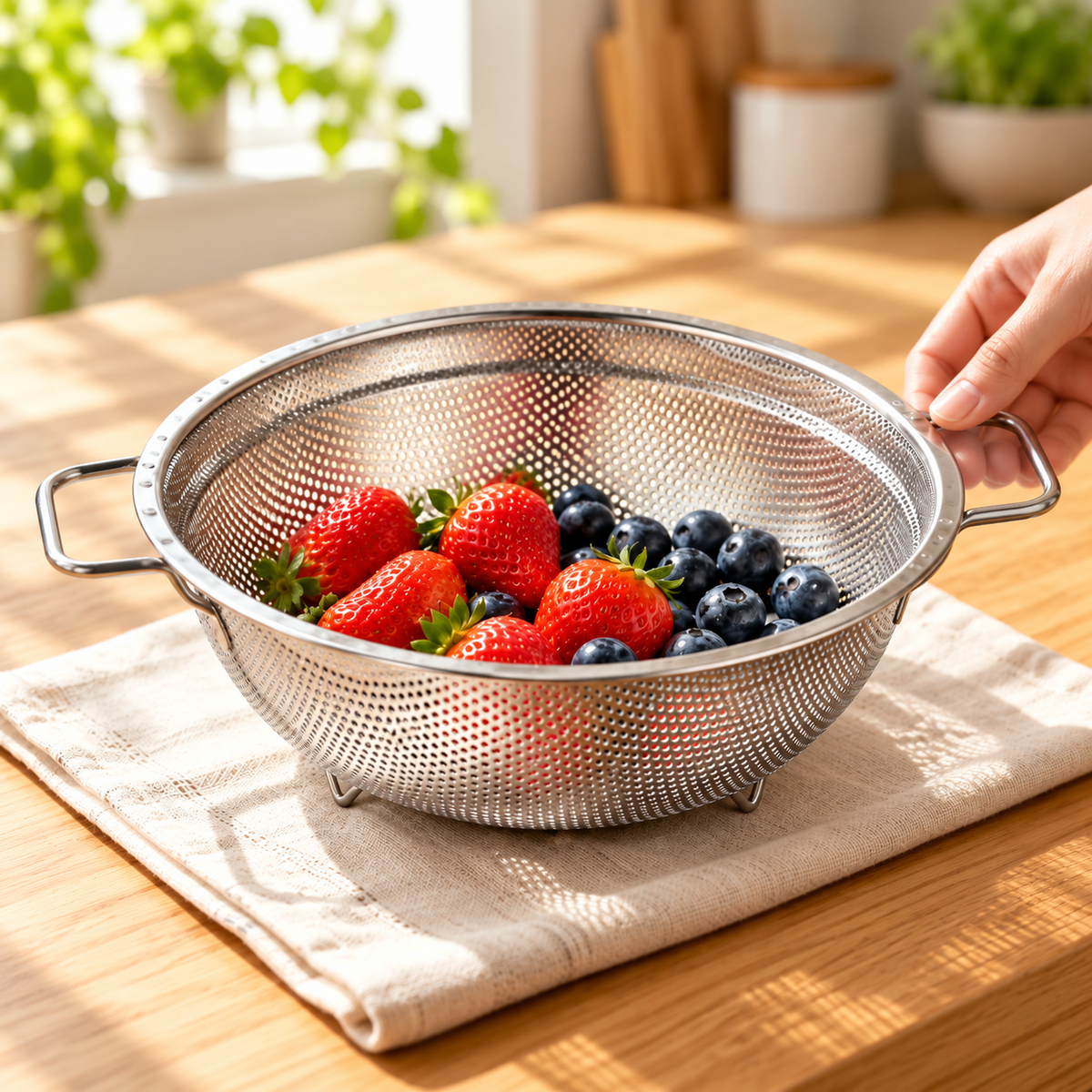 🥗 Stainless Steel Colander | Fine-Mesh Kitchen Strainer | Everyday Food Prep