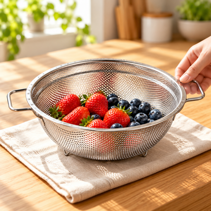 🥗 Stainless Steel Colander | Fine-Mesh Kitchen Strainer | Everyday Food Prep