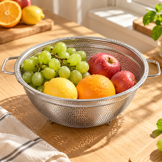 🥗 Stainless Steel Colander | Fine-Mesh Kitchen Strainer | Everyday Food Prep