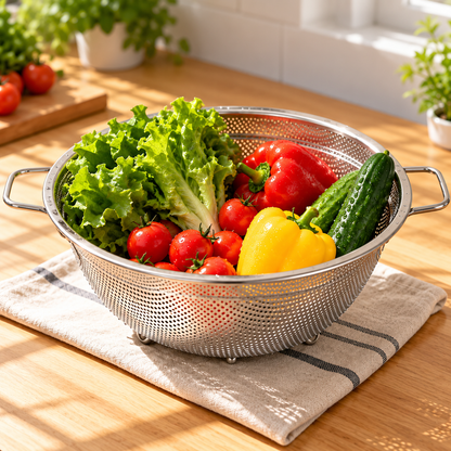 🥗 Stainless Steel Colander | Fine-Mesh Kitchen Strainer | Everyday Food Prep
