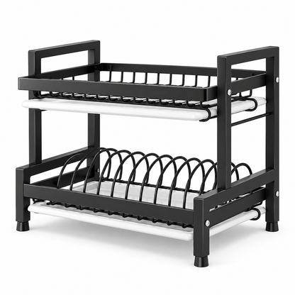 🍽️ 2-Tier Dish Drying Rack | Space-Saving Kitchen Organizer | Countertop Storage