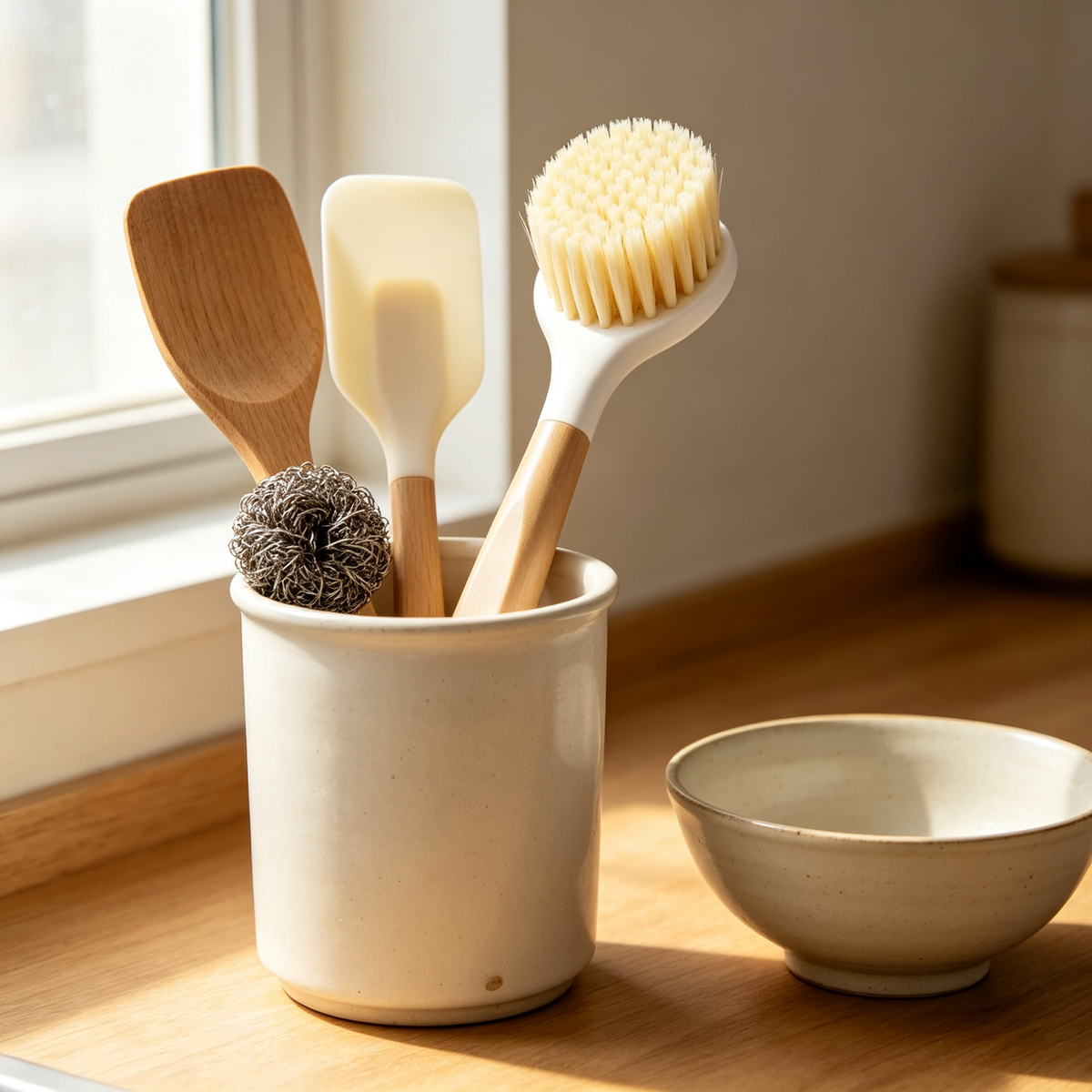 🧽 Dish Scrub Brush | Natural Wood Handle | Everyday Kitchen Cleaning