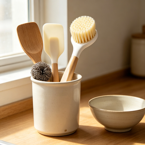 🧽 Dish Scrub Brush | Natural Wood Handle | Everyday Kitchen Cleaning