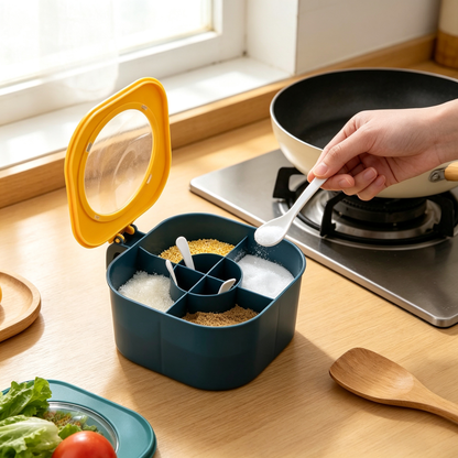 🧂 Seasoning Organizer | Four-Compartment Storage | Everyday Kitchen Prep