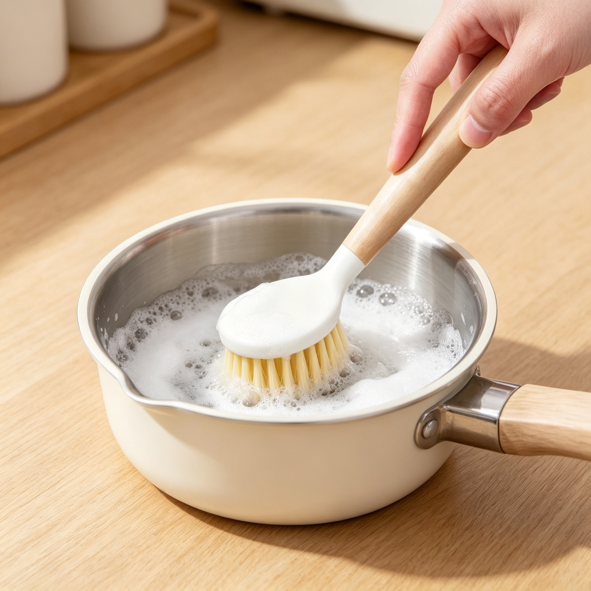 🧽 Dish Scrub Brush | Natural Wood Handle | Everyday Kitchen Cleaning