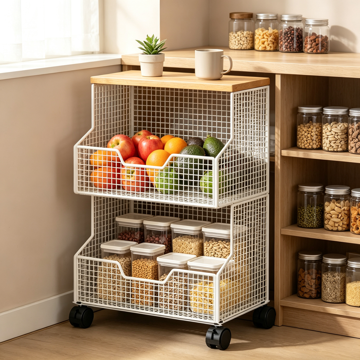 🥕 Kitchen Storage Rack | Metal Mesh Design | Pantry Organization