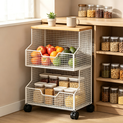 🥕 Kitchen Storage Rack | Metal Mesh Design | Pantry Organization