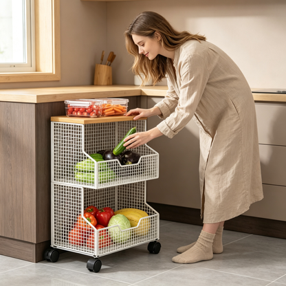 🥕 Kitchen Storage Rack | Metal Mesh Design | Pantry Organization