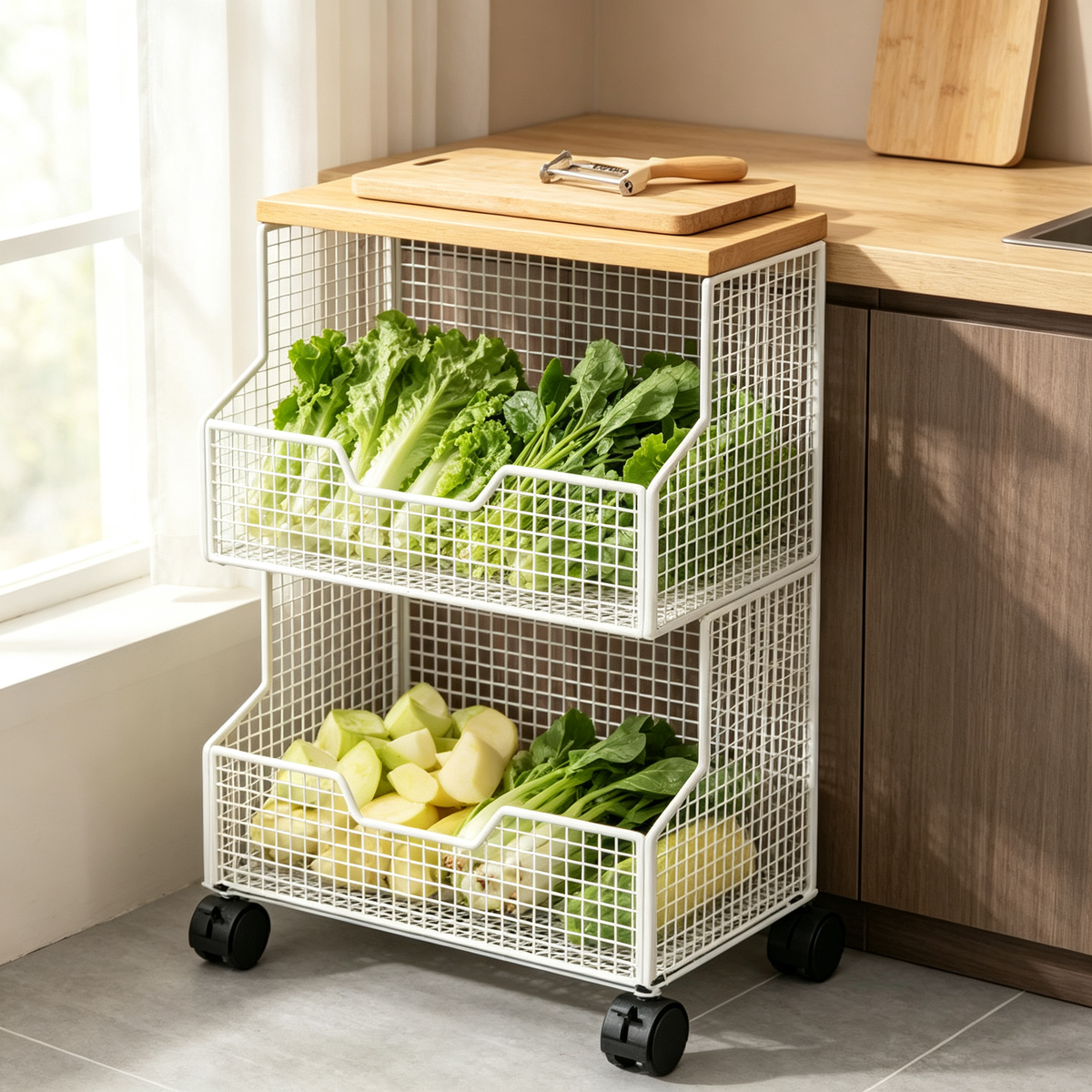 🥕 Kitchen Storage Rack | Metal Mesh Design | Pantry Organization