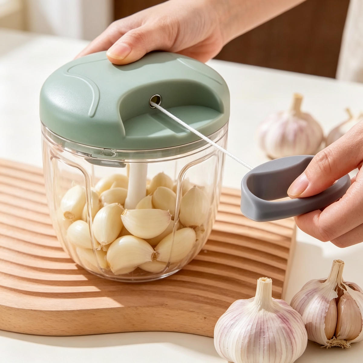 🧄 Manual Garlic Chopper | Stainless Steel Blades | Everyday Kitchen Prep