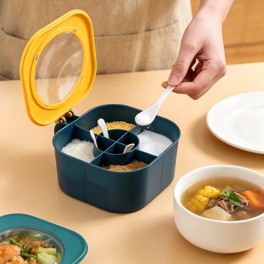 🧂 Seasoning Organizer | Four-Compartment Storage | Everyday Kitchen Prep