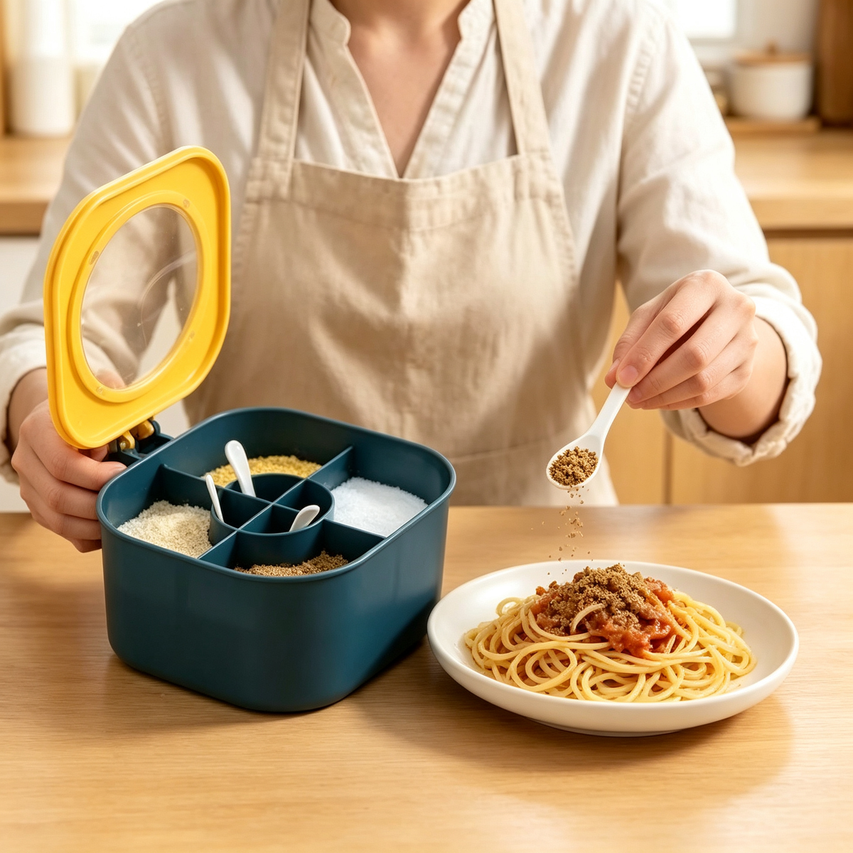 🧂 Seasoning Organizer | Four-Compartment Storage | Everyday Kitchen Prep