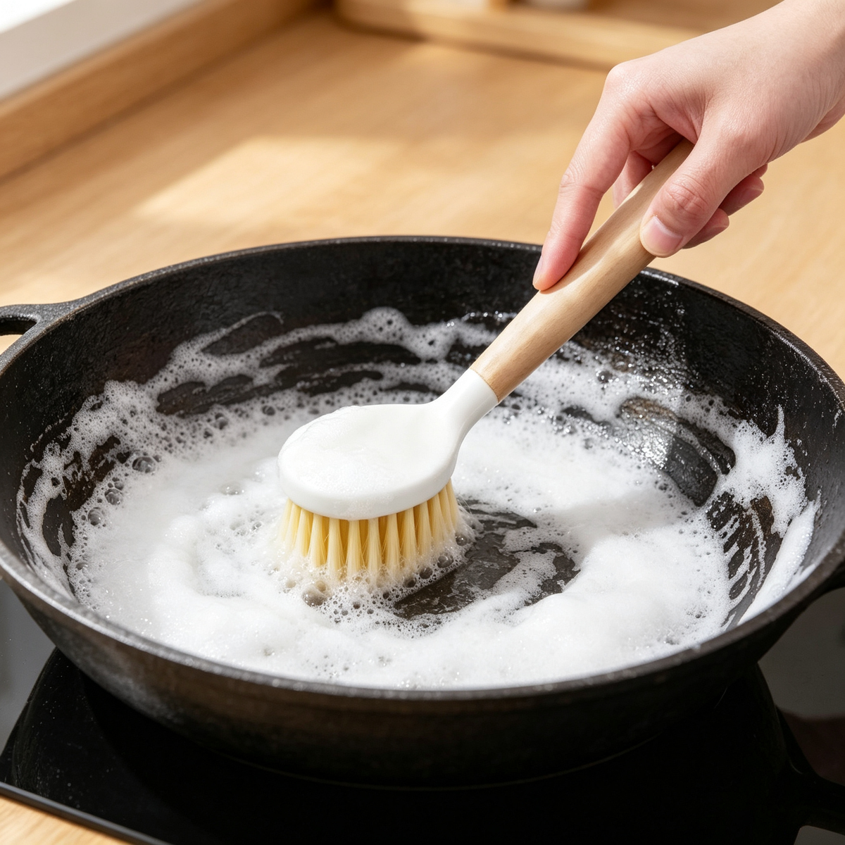 🧽 Dish Scrub Brush | Natural Wood Handle | Everyday Kitchen Cleaning
