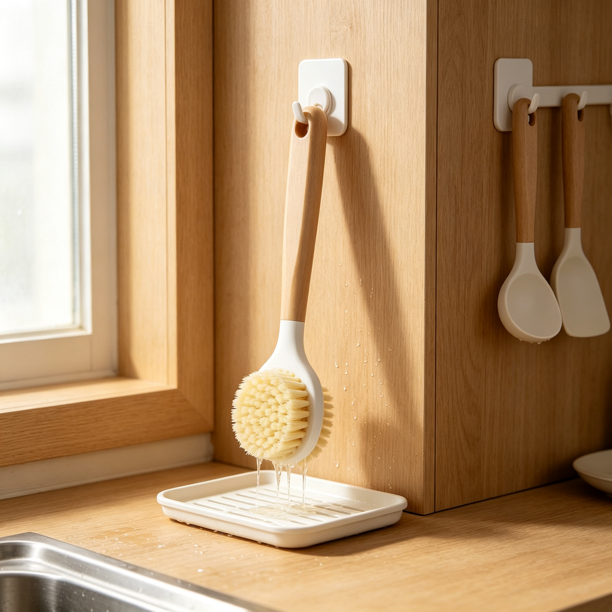 🧽 Dish Scrub Brush | Natural Wood Handle | Everyday Kitchen Cleaning