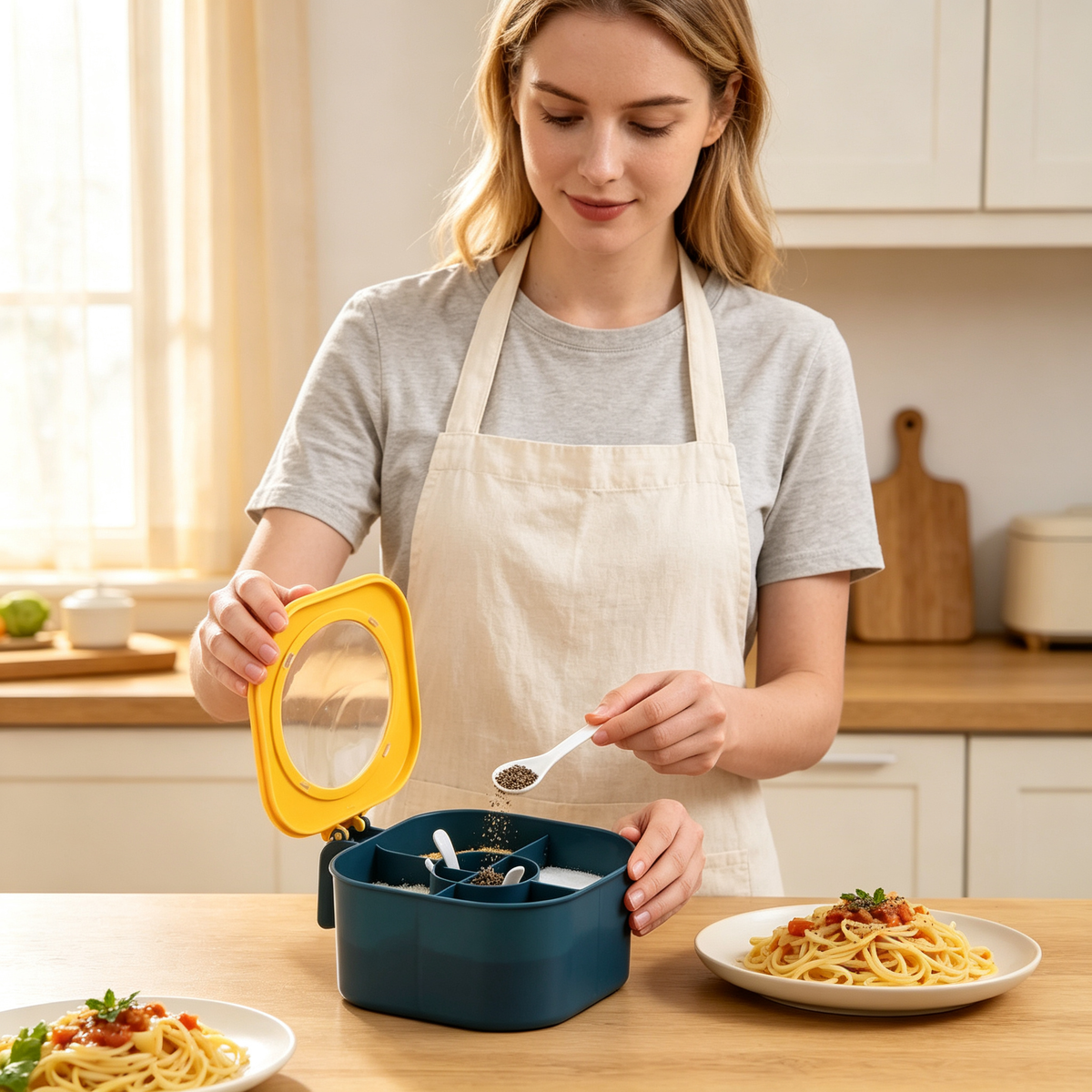 🧂 Seasoning Organizer | Four-Compartment Storage | Everyday Kitchen Prep